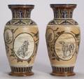 Pair of Doulton Lambeth Hannah Barlow Stoneware Vases