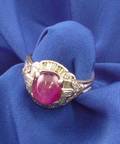 Platinum Cabochon Star Ruby and Diamond Ring