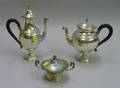 Twopiece 800 Fine Silver Demitasse and Teapot Set and a Covered Footed Bowl