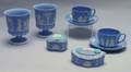 Eight Wedgwood Solid Light Blue Jasper Tableware Items