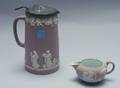 Wedgwood Lilac Jasper Dip Creamer and Pewter Lidded Jug