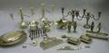 Pair of Sterling Silver Candelabra and and Eighteen Pieces of Silver Plated Tableware