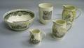 Five Wedgwood Queens Ware Black Transfer Printed Items