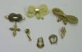 Three 19th Century Hairwork Bow and Knot Brooches and Four Hairwork Figural Jewelry Items with Gold Findings