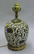 Asian Glazed Carved Porcelain Table Lamp