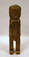 New Guinea Carved Wood Figure with Turtle and Fish Sgrafitto