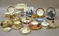 Group of Assorted English and Continental Decorated Cups and Saucers Tiles and Collectible Ceramics