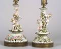 Pair of Dresdenstyle Figural Porcelain Lamp Bases