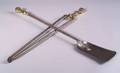 Pair of Brass Balltop Hearth Tongs and Shovel