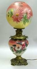 Victorian Handpainted Floral Decorated GonewiththeWind Table Lamp