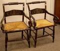 Pair of Classical Grain Painted and Stencil Decorated Armchairs