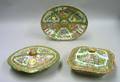Two Chinese Export Porcelain Rose Medallion Covered Vegetable Dishes and an Oval Platter