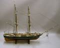 Carved and Painted Wooden TwoMasted Sailing Ship Model Malek Adhel