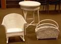 Three Pieces of White Painted Wicker Furniture