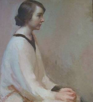 Framed Oil on Canvas Portrait of a Young Woman