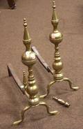 Pair of Brass Steepletop Andirons