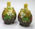 Pair of French Slip Decorated Faience Vases