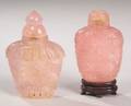 Two Chinese Rose Quartz Snuff Bottles