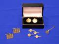 Mens 14kt Gold Dress Set and Cuff Links and Tie Tack Set