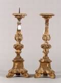 Pair of Baroquestyle Gessoed Fruitwood Pricket Candlesticks