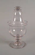 Pittsburgh clear blown glass pedestal sugar with high dome lid ca 1820