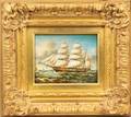 Framed American School Oil on Panel of a Clipper Ship