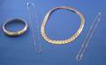 14kt Gold Bangle Woven Necklace and Two Chains