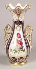Paris Porcelain Handpainted Floral Decorated and Parcelgilt Twohandled Vase