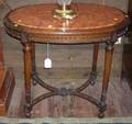 Louis XVI Style Oval Marbletop Carved Beechwood Occasional Table