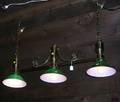 Victorianstyle Brass ThreeLight Billiard Lamp with Green Cased Glass Shades