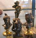 Four Small Bronze Figurals and Silvered Metal Figurals