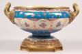Frenchstyle Ormolumounted Handpainted Porcelain Centerbowl