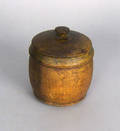 Painted treen canister