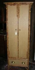 Asian Bamboo and Woven Split Cane TwoDoor Cabinet