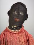 Primitive Black Cloth Doll with Painted Features