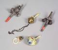 Five Silver and Celluloid Baby Rattles