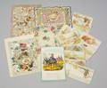 Six Mid to Late 19th Century Valentines and Twelve Monthly Calendar Cards