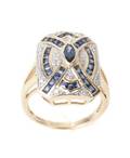 Ladies 14k Yellow Gold Sapphire  Diamond Ring