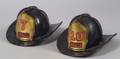 Two Leather Fire Helmets by Cairns  Brother