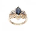 14k Gold Marquise Cut Sapphire  Diamond Ring