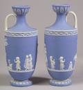 Pair of Wedgwood Light Blue Jasper Vases