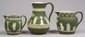 Three Wedgwood Olive Green Jasper Dip Jugs