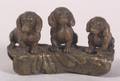Viennese Miniature Bronze Figure of Three Dachshund Puppies on a Log