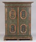 Northern European Polychrome Painted Two Doors Armoire