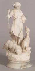 Continental Carved Alabaster Figure of a Shepherdess