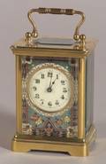 Miniature Bronze and Enamel Carriage Timepiece