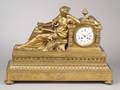 French Louis XVIstyle Gilt Bronze Figural Mantel Clock