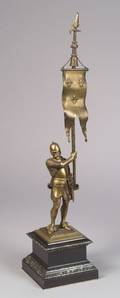 Continental Bronze Figure of a Mediaeval Standard Bearer