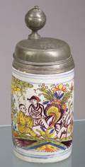 Polychrome Decorated Tin Glazed Earthenware Tankard