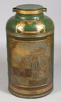 Large Green Painted Tole Tea Barrel